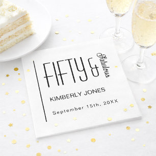 Modern Fifty and Fabulous Bold 50th Birthday Party Napkin
