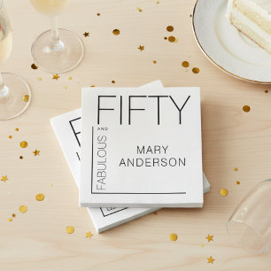 Modern Fifty and Fabulous Bold 50th Birthday Party Napkin