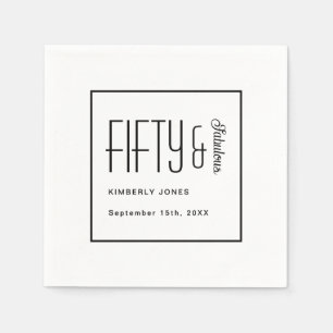 Modern Fifty and Fabulous Bold 50th Birthday Party Napkin