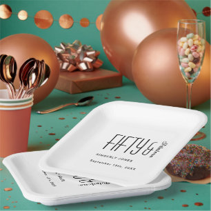 Modern Fifty and Fabulous Bold 50th Birthday Party Paper Plate