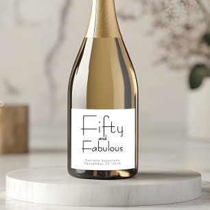 Modern Fifty and Fabulous Bold 50th Birthday Party Sparkling Wine Label