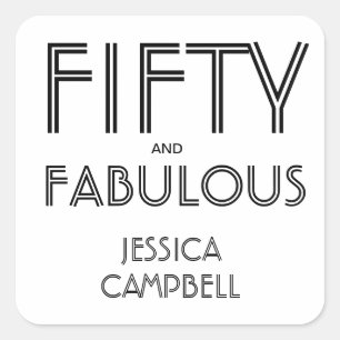 Modern Fifty and Fabulous Bold 50th Birthday Party Square Sticker