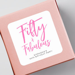 Modern Fifty and Fabulous Bold 50th Birthday Party Square Sticker