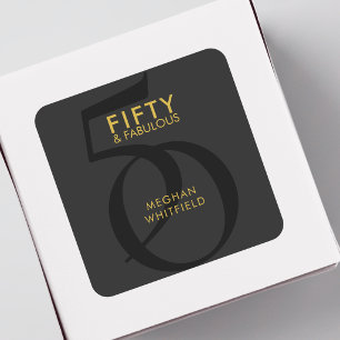 Modern Fifty and Fabulous Bold 50th Birthday Party Square Sticker