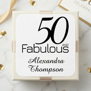 Modern Fifty and Fabulous Bold 50th Birthday Party Square Sticker