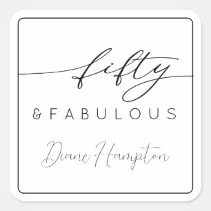 Modern Fifty and Fabulous Bold 50th Birthday Square Sticker