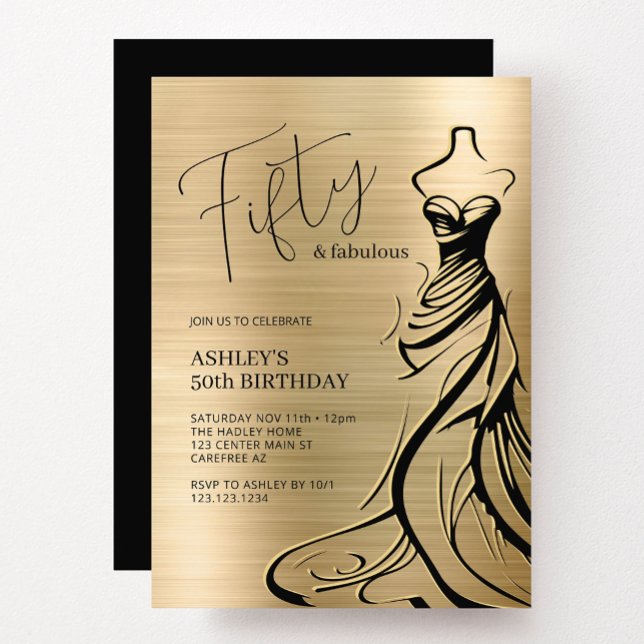 Modern Fifty and Fabulous Dress 50th Birthday Invitation (Creator Uploaded)