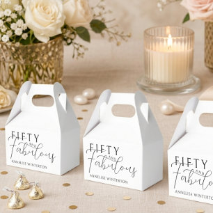 Modern Fifty and Fabulous Script 50th Birthday Favour Box