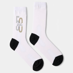 Modern Fifty & Fabulous Elegant 50th Birthday Socks