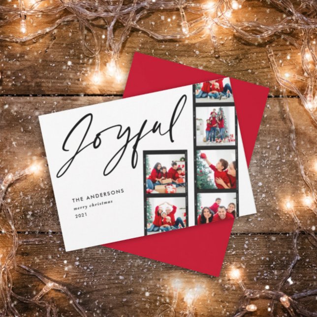 Modern film strip 5 Photo Joyful Christmas red (Creator Uploaded)