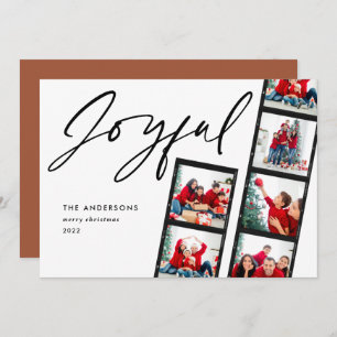 Modern film strip 5 Photo Joyful Christmas rust Holiday Card