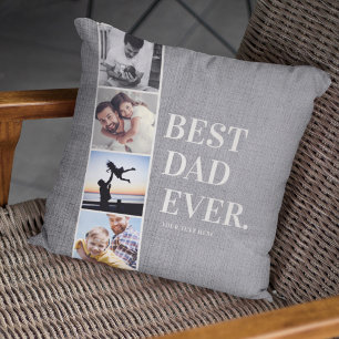 Modern Filmstrip Best Dad Ever Photo Collage Cushion