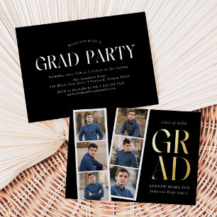 Modern Filmstrip Black 6 Photo Graduation Party
