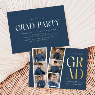 Modern Filmstrip Navy 6 Photo Graduation