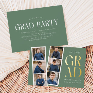 Modern Filmstrip Sage Green 6 Photo Graduation
