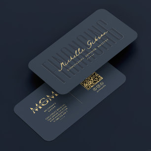 Modern Finance Advisor Analyst Elegant Dark Blue Business Card