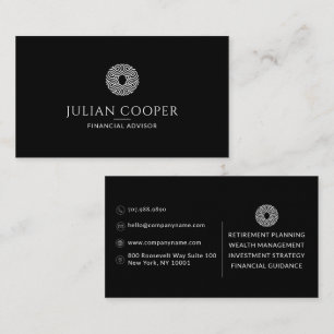 Modern Financial Advisor Black Business Card