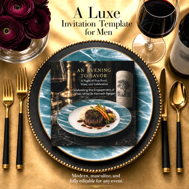 Modern Fine Dining Engagement Dinner  Invitation (Creator Uploaded)