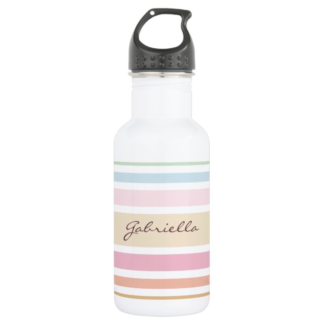 modern fine pastel colours monogram 532 ml water bottle (Front)