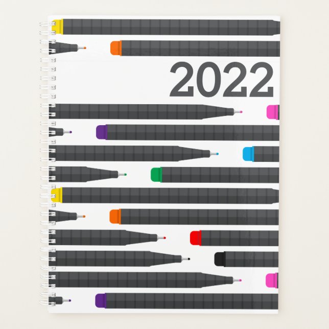 Modern Fineline Pens Pattern Artist Writer Year Planner (Front)