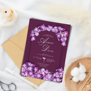 Modern FinnRustic Purple Lilac Arch Floral Wedding Invitation