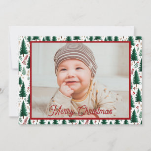 Modern Fir Forest Christmas Trees Pattern Holiday Card