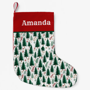 Modern Fir Forest Trees Pattern Custom Christmas Small Christmas Stocking