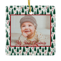 Modern Fir Trees Pattern Baby's First Christmas 