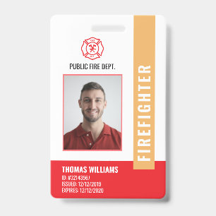 Modern Fire Department Firefighter ID Badge