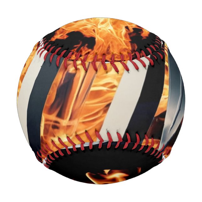 Modern Fire & Triple Stripe Bold Minimalist  Baseball (Front)