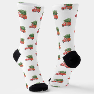 Modern Firefighter Christmas Fire Truck Socks