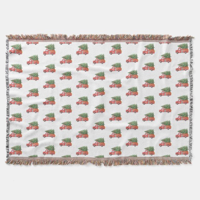 Modern Firefighter Christmas Fire Truck  Throw Blanket (Front)