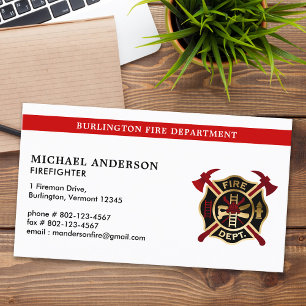 Modern Firefighter Custom Fire Department Logo  Business Card