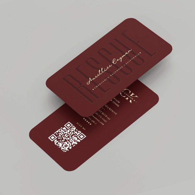 Modern Firefighter Fire Rescue Dark Red Monogram Business Card (Modern Firefighter Fire Rescue Dark Red Gold Monogram Business Card
)