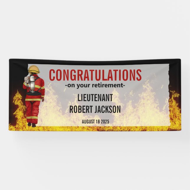Modern Firefighter  Flames Retirement    Banner (Horizontal)