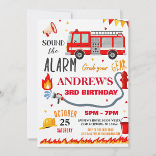 Modern Firefighter Party Birthday For boy Invitation