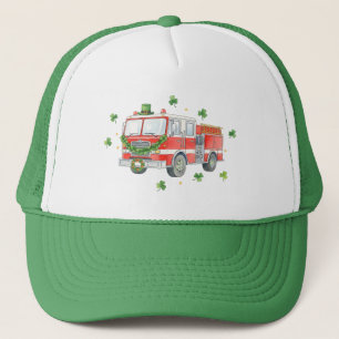 Modern Firefighter St. Patrick's Day Fire Truck Trucker Hat