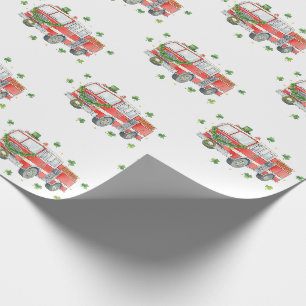 Modern Firefighter St. Patrick's Day Fire Truck Wrapping Paper