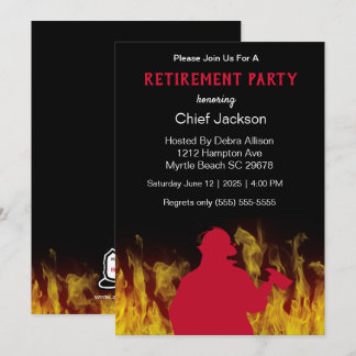 Modern Fireman/Fire Chief Silhouette Retirement Invitation