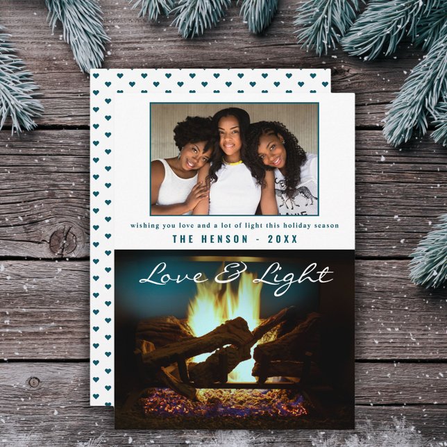 Modern Fireplace Fire Wood Cosy Christmas Photo Card (Creator Uploaded)
