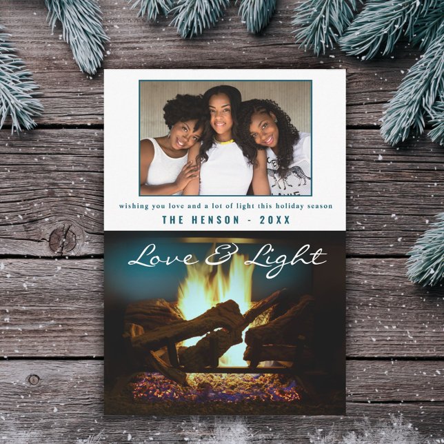 Modern Fireplace Fire Wood Cosy Christmas Photo Card (Creator Uploaded)