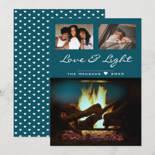 Modern Fireplace Fire Wood Cosy Christmas Photo Card