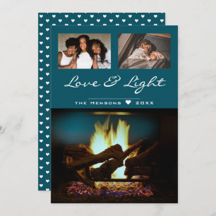 Modern Fireplace Fire Wood Cosy Christmas Photo Card