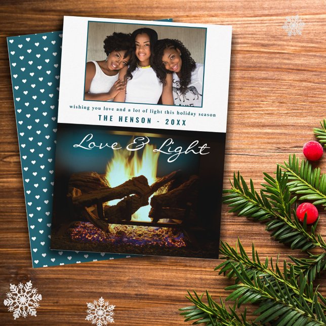 Modern Fireplace Fire Wood Cozy Christmas Photo Card (Creator Uploaded)