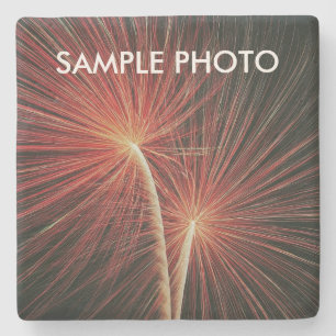 Modern Fireworks Custom Photo Party Template Stone Coaster