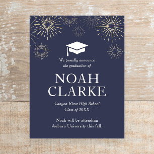 Modern Fireworks Graduation Announcement