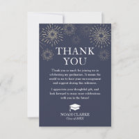 Modern Fireworks Graduation Thank You Card