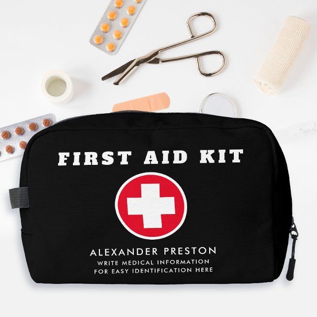 Modern First Aid Black Red Cross Medical Travel Dopp Kit (Creator Uploaded)