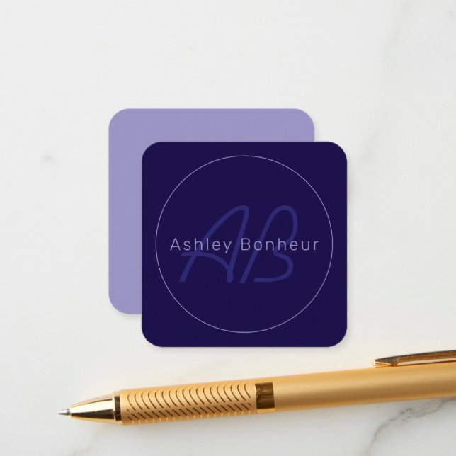 Modern First and Last Name w/Monogram Enclosure Card (Front/Back In Situ)