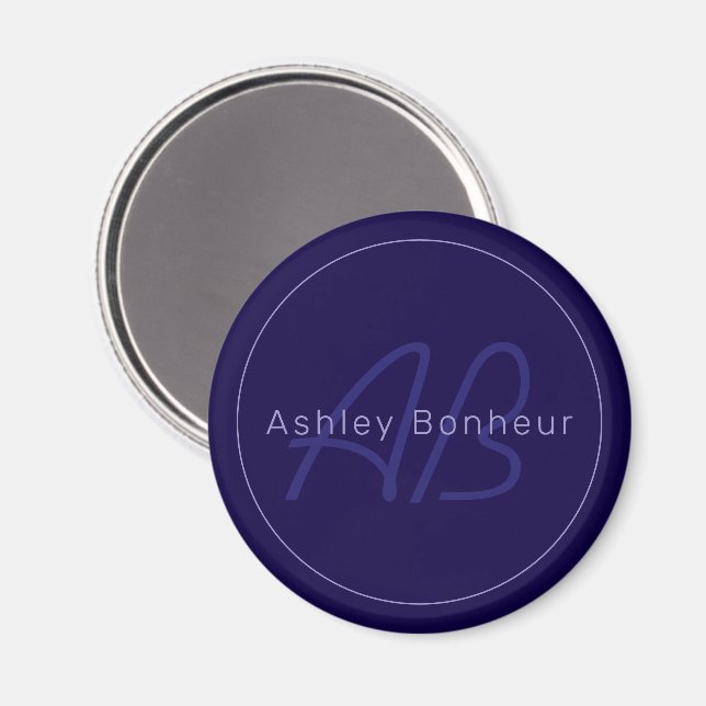 Modern First and Last Name w/Monogram Magnet (Front/Back)